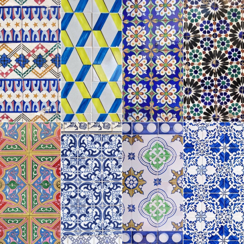 Lizbona - azulejos czyli płytki ceramiczne zdobiące fasady budynków mają najróżniejsze kolory i kształty